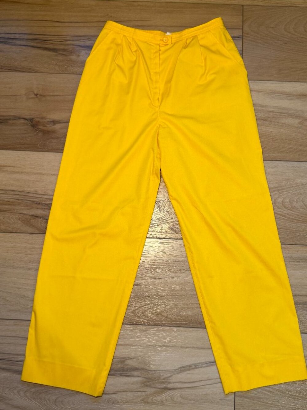 VTG Courrèges 1980s Yellow Linen Blend High-Waisted Trousers